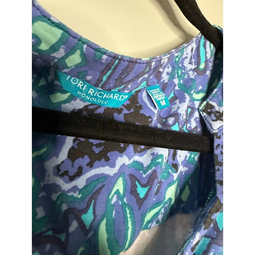 Tori Richards blue paisley‎ print sleeveless mini dress Beach tropical coastal